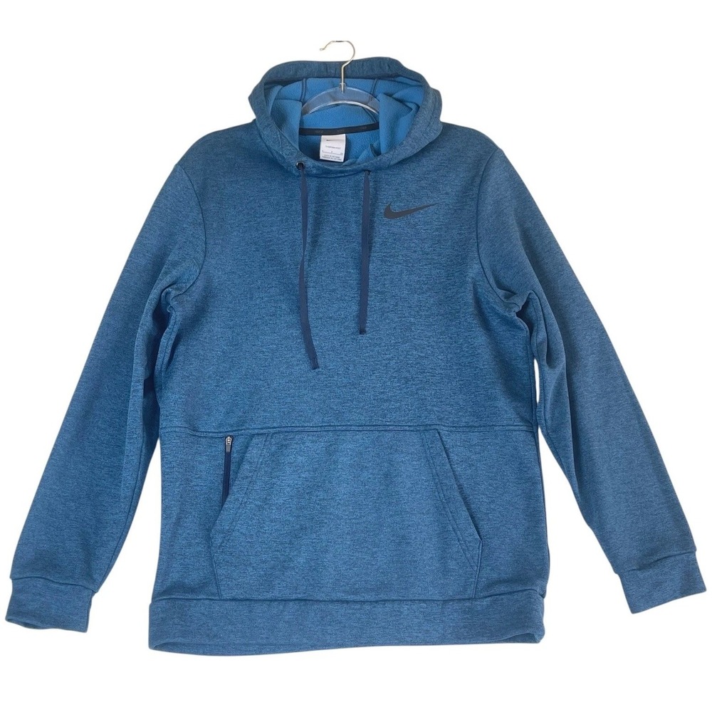 Nike Therma-FIT Mens Small Blue/Teal Fleece Pullover Hoodie Training CU6214-453